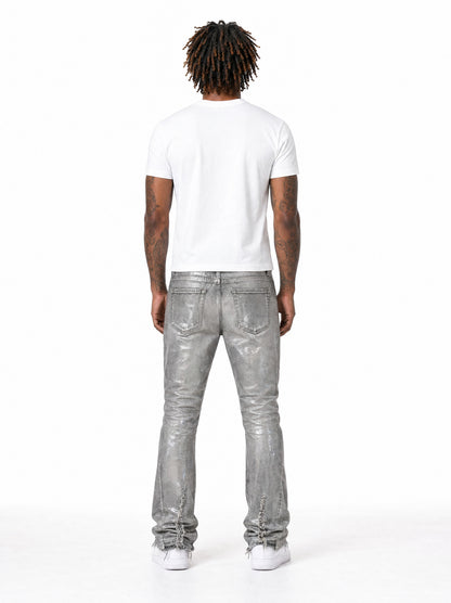 Silver Waxed Jeans