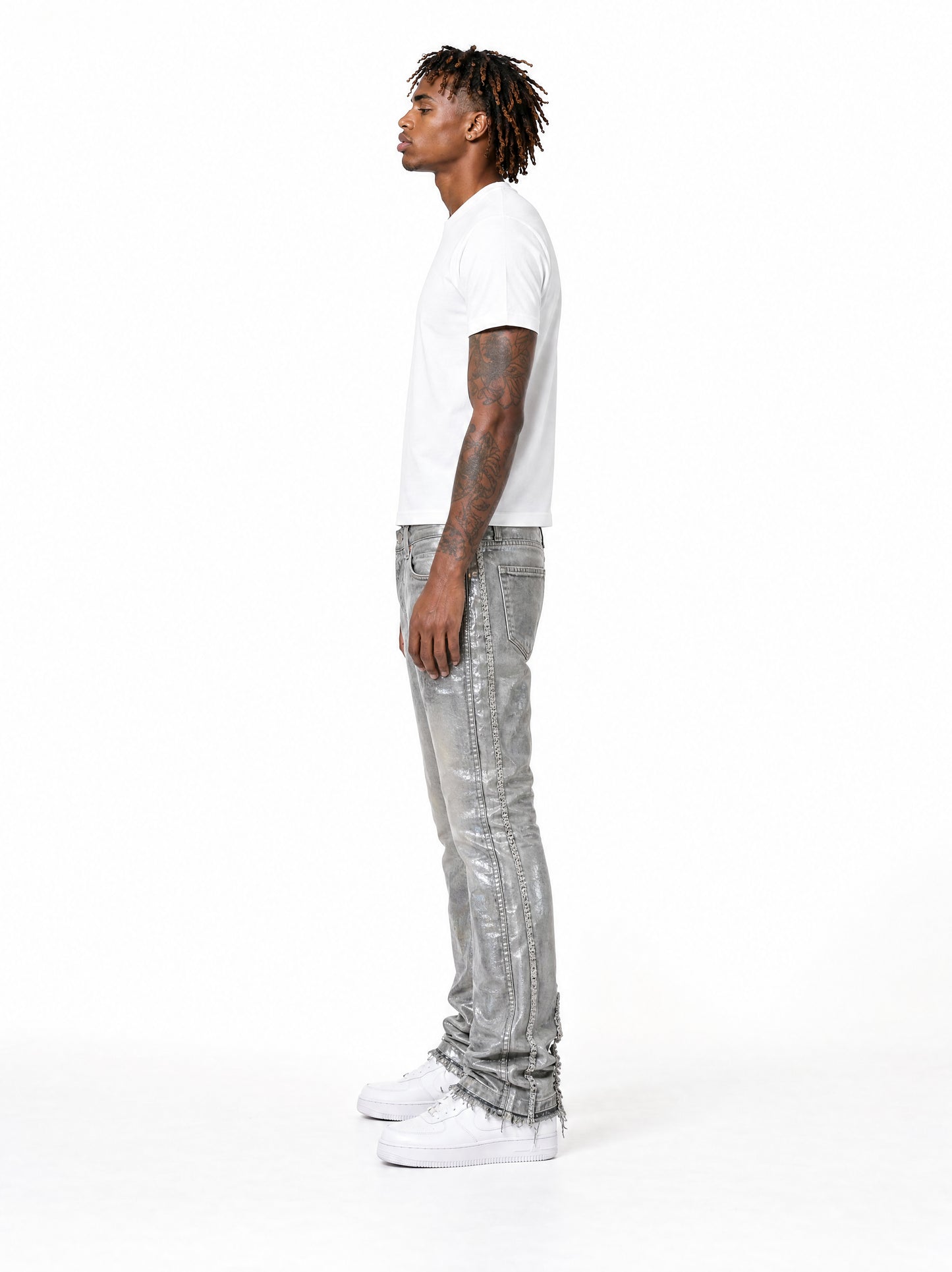 Silver Waxed Jeans